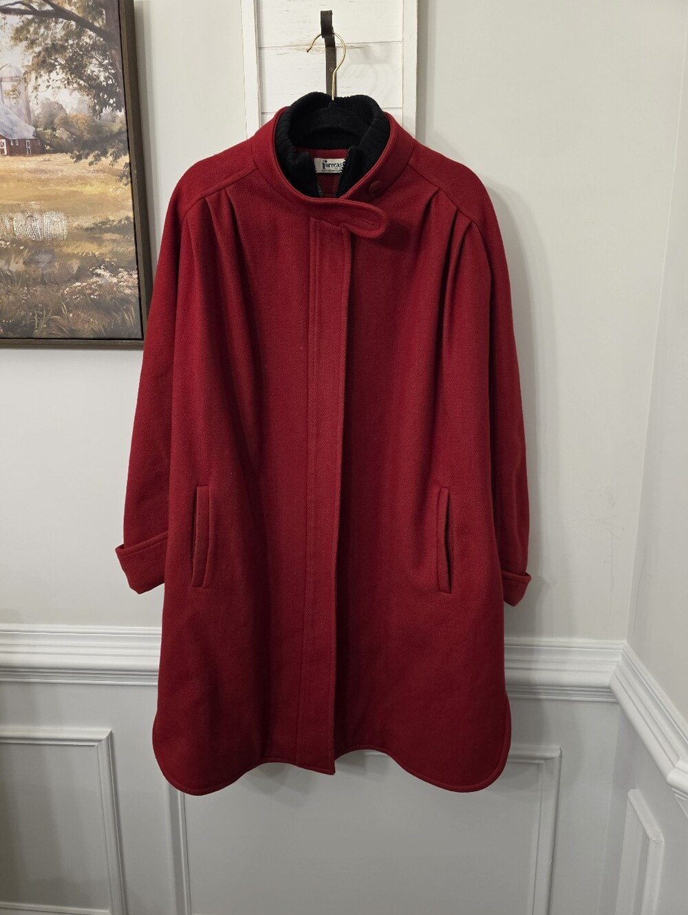 80w Vintage Overcoat Red Wool Coat Forecaster Of Boston Size Large